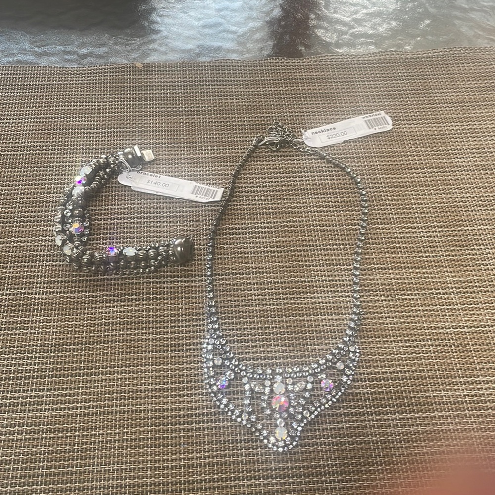 Sorrelli Crystal Crochet Statement Necklace & Bracelet. NWT